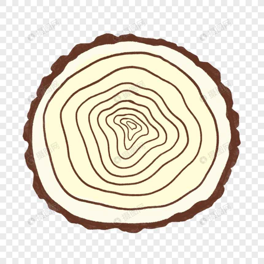 深色树皮卡通树木年轮