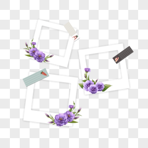 紫色花朵创意手账花卉相框图片