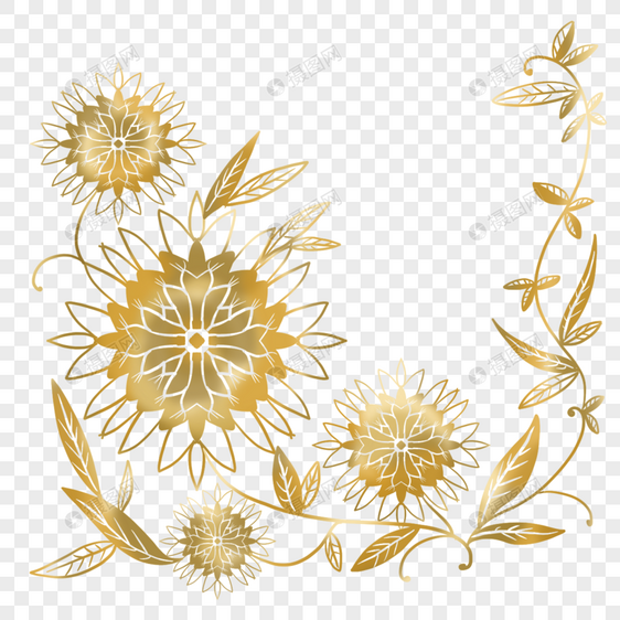 光效抽象金边花卉植物图片