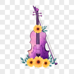 水彩紫色小提琴图片