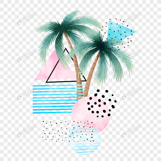 水彩装饰风棕榈树图片