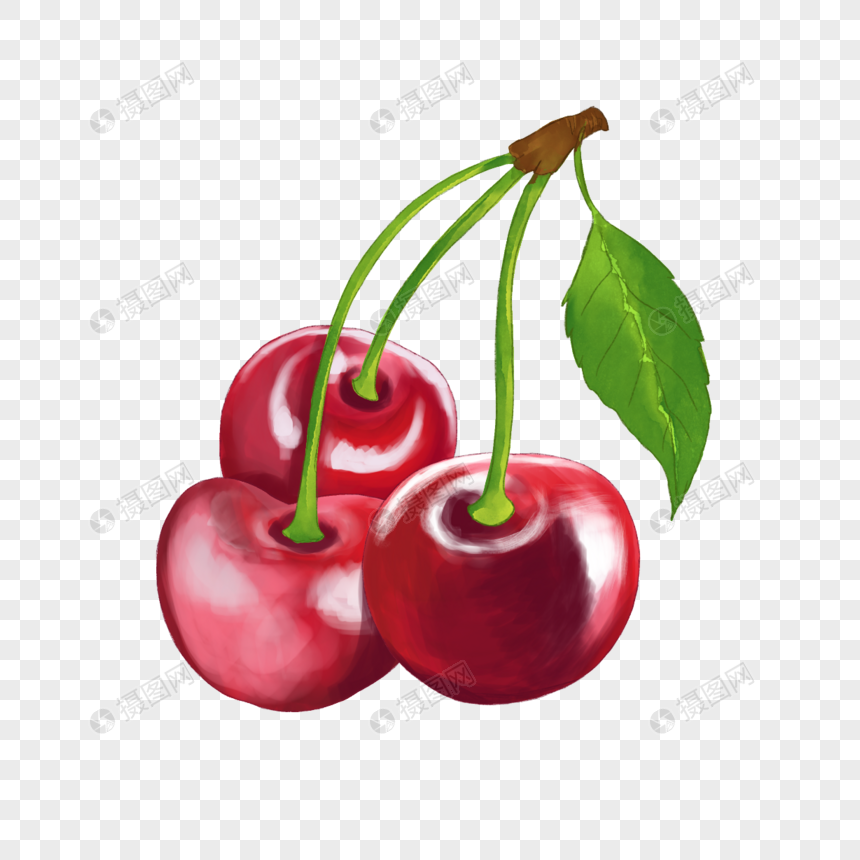 并蒂水果水彩红樱桃车厘子图片