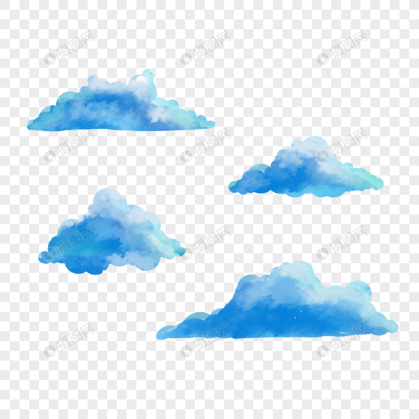 水彩云朵蓝色的云图片