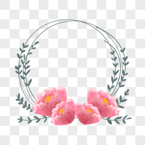 粉色花朵水彩花卉边框图片
