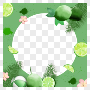 夏季水果facebook边框绿色柠檬图片