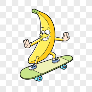 卡通香蕉人玩滑板图片
