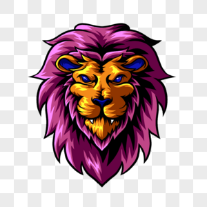 紫色毛的凶恶狮子图片
