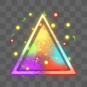 彩色霓虹抽象三角形边框图片