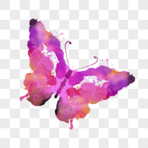 水彩晕染紫色花纹蝴蝶图片