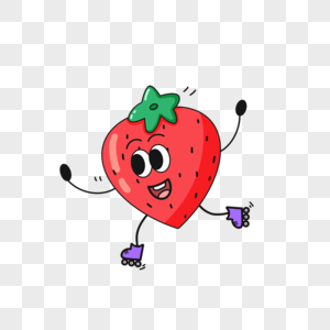 红色草莓溜冰运动图片