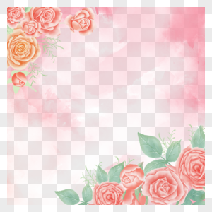 粉色花朵玫瑰花水彩花卉边框图片