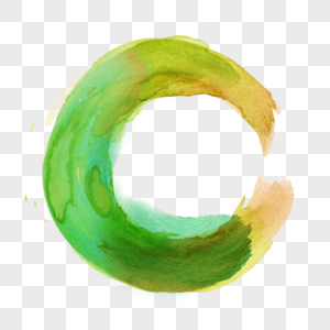 撞色笔刷黄绿色涂鸦圆环高清图片