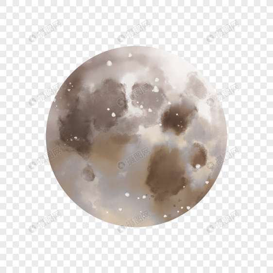 水彩风格褐色晕染月亮图片
