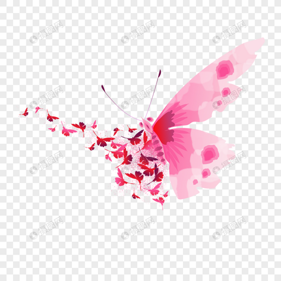 粉色多彩抽象马赛克蝴蝶图片