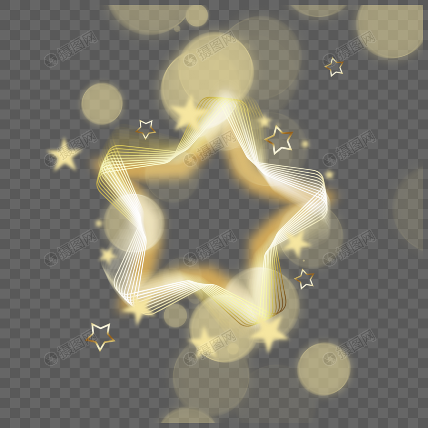 金色光效星星抽象边框和光晕图片