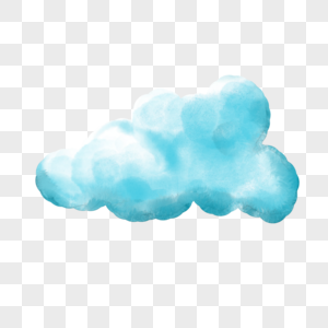 蓝色白色渐变晕染云朵水彩剪贴画图片