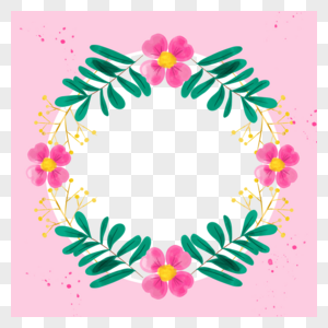 facebook个人资料粉色花卉边框水彩图片