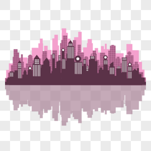 粉色天际线城市剪影图片