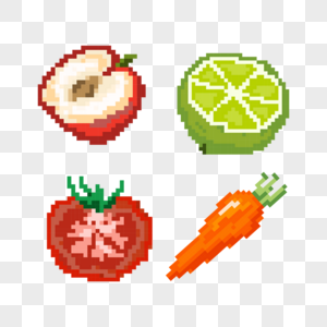 电子游戏里的水果像素化图片