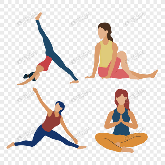 练习瑜伽运动女人物动作图片
