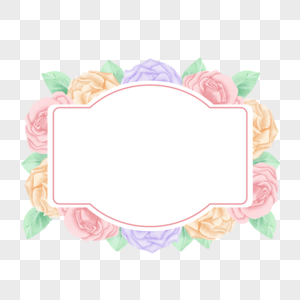 水彩玫瑰花卉边框粉色装饰图片
