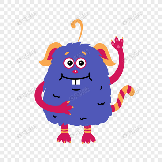 紫色毛球兔牙可爱卡通怪物图片