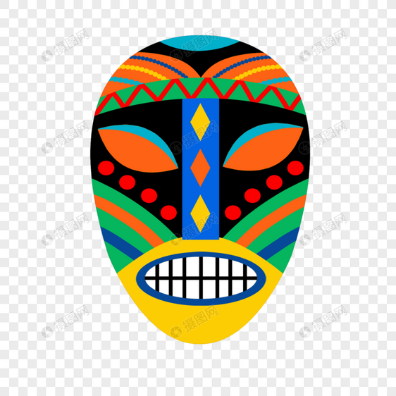 面部狰狞非洲部落人头面具图片