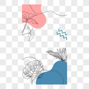 夏季热带树叶故事边框蓝色图片
