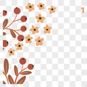 植物花朵叶子棕色卡通装饰边框图片
