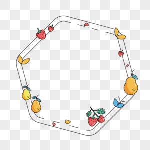 简约可爱卡通风格草莓梨子水果彩色边框图片