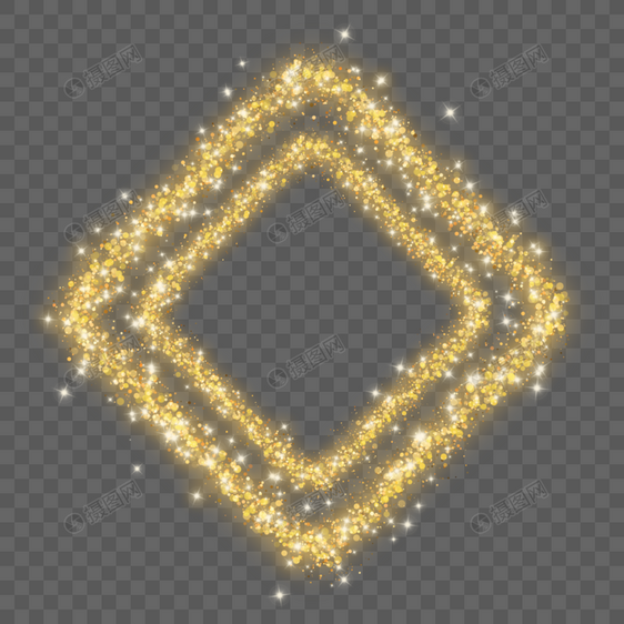 金色光效星光菱形金粉边框图片