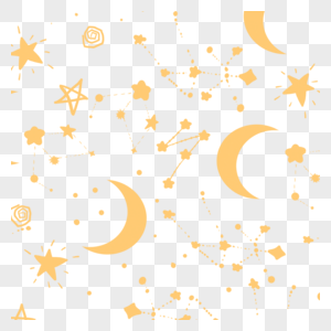 金黄色月亮星星天空宇宙航星图高清图片