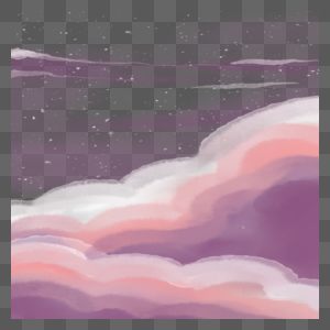 粉色和紫色梦幻水彩云朵自然风景图片