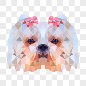 几何抽象低聚合可爱白色小狗头像图片