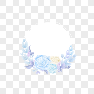 蓝色玫瑰婚礼圆边框图片