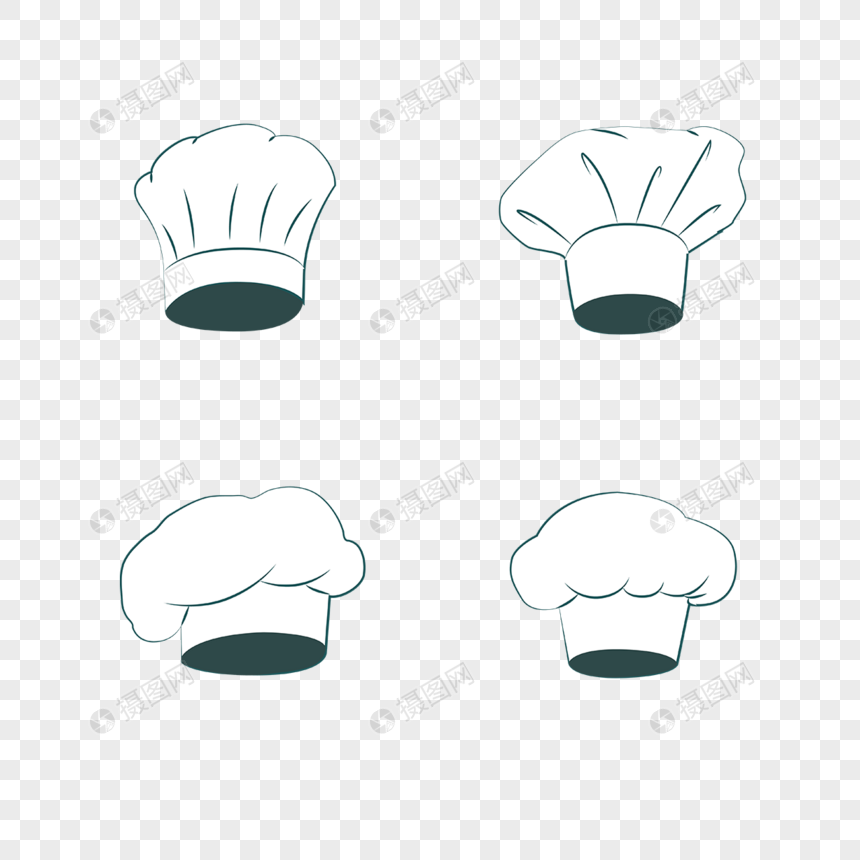 餐厅厨师帽组合蓝图片