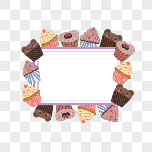 彩色纸杯蛋糕美食绘制边框图片