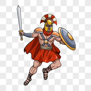 古罗马盾战士卡通图片