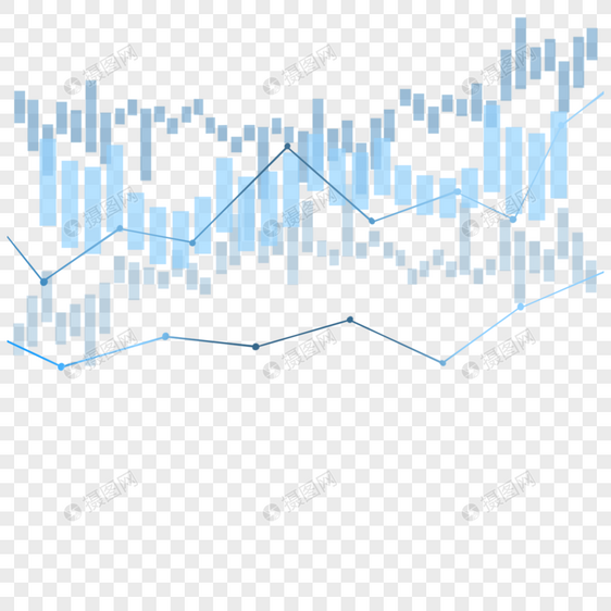 股票k线图上升趋势市场投资蓝色蜡烛图图片