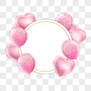 情人节爱心气球粉色圆形边框图片