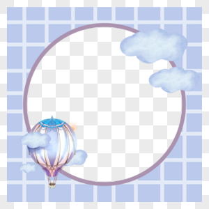 热气球卡通云朵边框图片