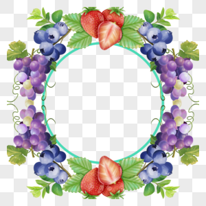 水彩边框水果圆形图片