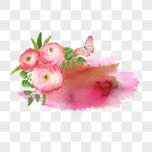 笔刷水彩粉色花卉图片