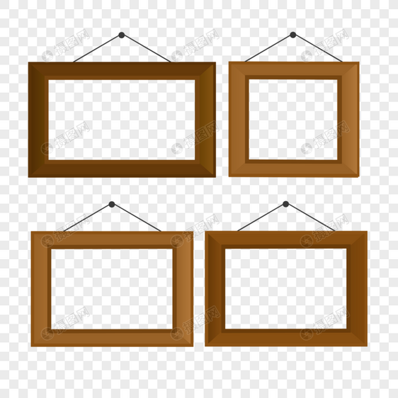 相框四个木制装饰照片墙棕色图片