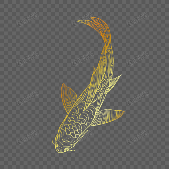 鲤鱼波西米亚金色纹身图片