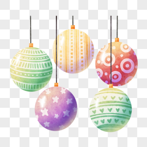 水彩圣诞装饰球组合图片