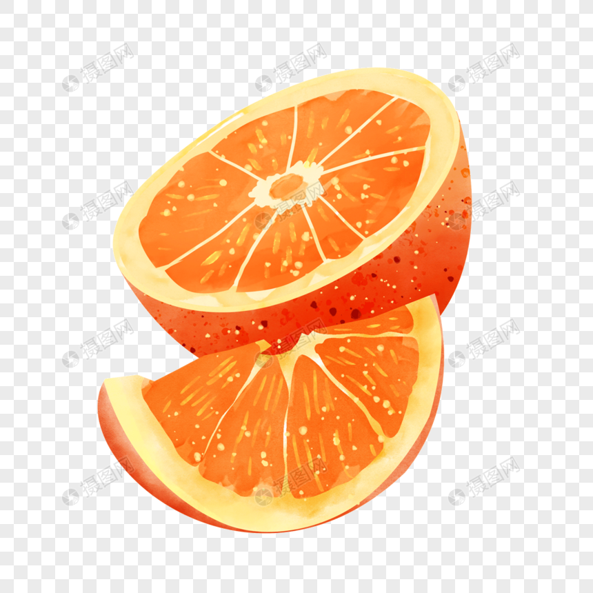水彩风格水果橘子切开的果实图片