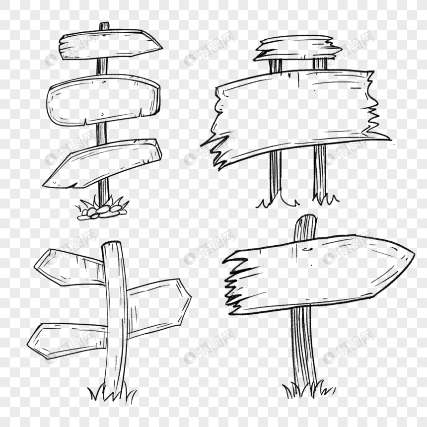 涂鸦风格的木板路线草稿图片