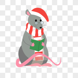 戴着圣诞老人帽子的老鼠图片