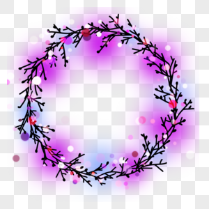紫色闪光圆环树枝冬天光效边框图片